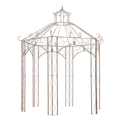 vidaXL Garden Pavilion Antique Brown 3m Iron Outdoor Patio Rose Arch Gazebo