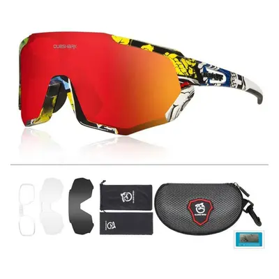 (multicolor) Queshark Cycling Glasses Polarized Sports Sunglasses Men Women With Interchangeable