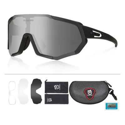 (black) Queshark Cycling Glasses Polarized Sports Sunglasses Men Women With Interchangeable Lens