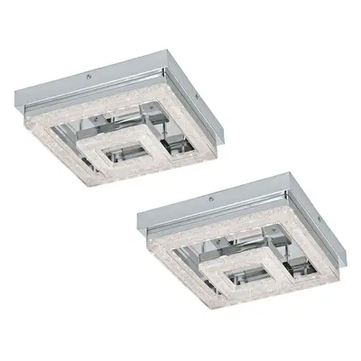 2 PACK Wall Flush Ceiling Light Chrome Shade Chrome Clear Plastic Crystal LED