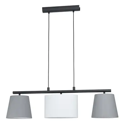 Pendant Ceiling Light Colour Black Shade Grey White Fabric Bulb E14 3x25W