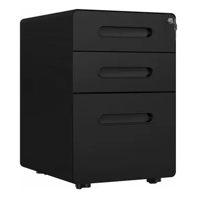 Vinsetto Drawer Modern Steel Filing Cabinet w/ Wheels Lock Pencil Box Black