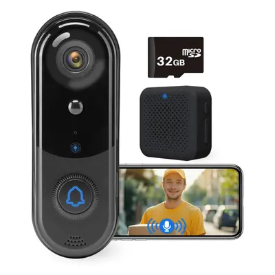 1080P Video Doorbell Camera with GB SD Card, Wireless Doorbell