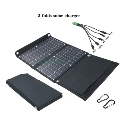 (2foldsblack) USB Foldable Solar Panel portable Flexible Small Waterproof 5V Folding Solar Panel