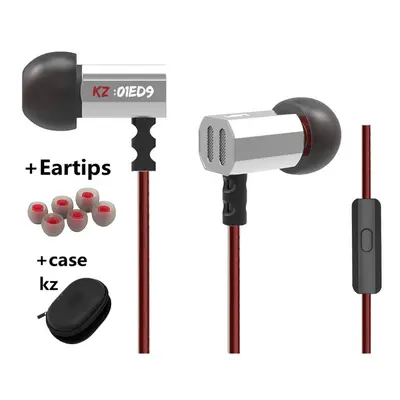 (silver mic Case ET) KZ ED9 Nozzles Earphone heavy bass music headset fever HiFi zinc alloy