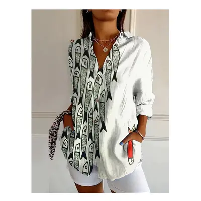 (YK1796-, L) new women's long shirt summer European and American trendy half-sleeved shirt tiger