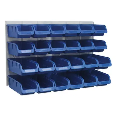 24 Blue x x 75mm Plastic Storage Bin & Wall Panel Warehouse Picking Tray