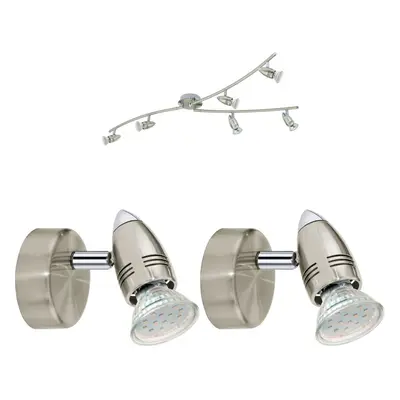 Multi Bulb Ceiling Spot Light & 2x Matching Wall Lights Satin Nickel Moving Bar