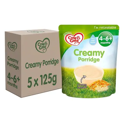 Cow Gate Creamy Porridge Baby Food Cereal, 4-6+ Months 125g Pack of