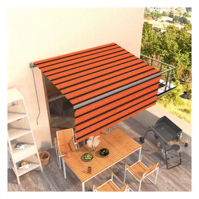 vidaXL Manual Retractable Awning with Blind 3x2.5m Orange&Brown Awning Set