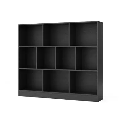 10-Cube Bookshelf 3-Tier Freestanding Storage Organizer-Black