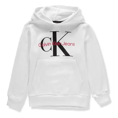 Calvin Klein Boys' Pullover Fleece Hoodie Old School White