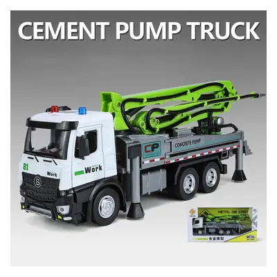 (green, 1/18-Size:32*12.5*10cm) 1/18 Alloy Car Cement Pump Model, Pressure Cast Metal Concrete C