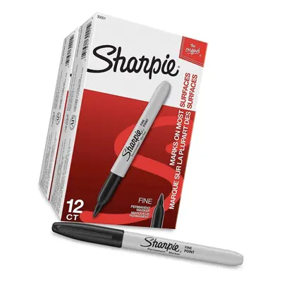 SHARPIE Fine Point Permanent Markers Markers (2 X Box's of 12) Black (30051)