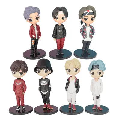 (7Pcs) 7Pcs Kpop Star PVC Model Toy Action Bangtan Boys Groups BT21 Action Figures Doll BTS Cele