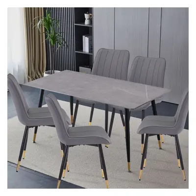 (Grey) Set of Faux Leather PU Padded Dining Chairs Luxury Dining Chairs