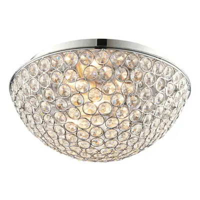 Flush Bathroom Ceiling Light Crystal Bead Dome Shade IP44 Round Lamp Bulb Holder