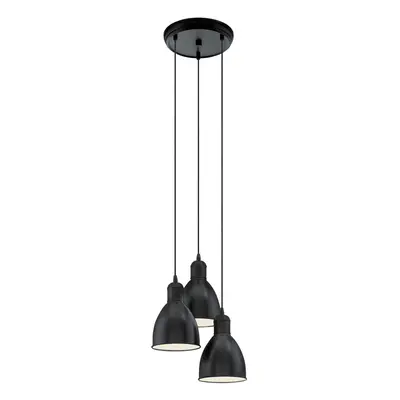 Hanging Ceiling Pendant Light Black & White Steel x 40W E27 Bulb