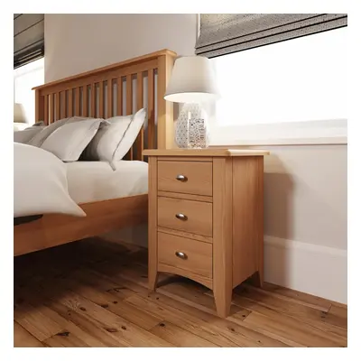 Bedside Nightstand Drawer Storage Fully Assembled Solid Oak Veneer