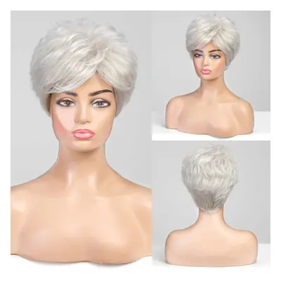 Haircube Silver Gray Easy Care Wigs Pixie Cut Human Hair Wigs For Women Pretty Short Wigs For Wo