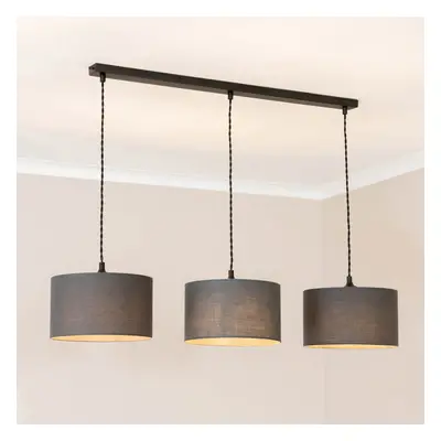 ValueLights Matte Black Drop Bar Lamp Holder Charcoal Shades & Bulbs