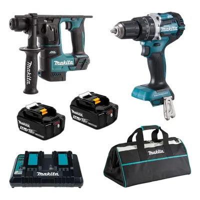 Makita DLX2278TX1 18v Brushless Combi & SDS+ LXT Tool Kit Cordless DHP484 DHR171