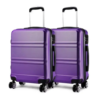 (purple+purple) 20+20 inch 2Pcs Colorful ABS Cabin Suitcase With TSA Lock