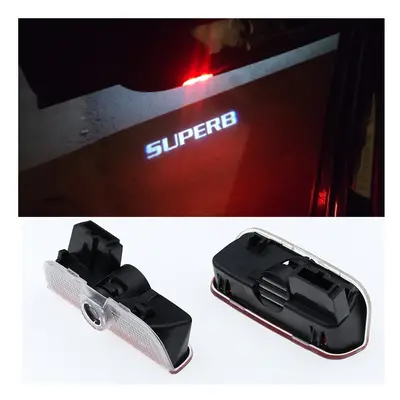 LED Car Decor Door 3D Ghost Shadow Projector Courtesy Lamp For Skoda Superb