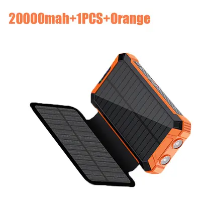 (20000mah-1PCS-Or) Portable Solar Panel Power Bank 20000mAh 12V 5V Usb Portable Solar Cell Solar