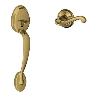 SCHLAGE Plymouth Front Entry Handle Flair LeftHanded Interior Lever Antique Brass FE285 PLY FLA 