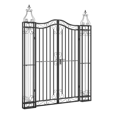 vidaXL Garden Gate Driveway Gate Fence Panel 121x8x150 cm Black Wrought Iron