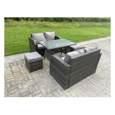 Fimous Rattan Garden Furniture Set Seater Curved Arm Loveseat Sofa