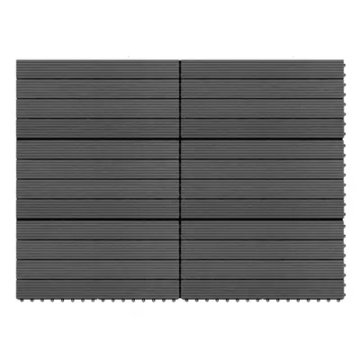 vidaXL 6x Decking Tiles WPC Black Interlocking Floor Pool Tile Flooring Carpet