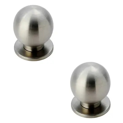 2x Small Solid Ball Cupboard Door Knob 25mm Dia Stainless Steel Cabinet Handle