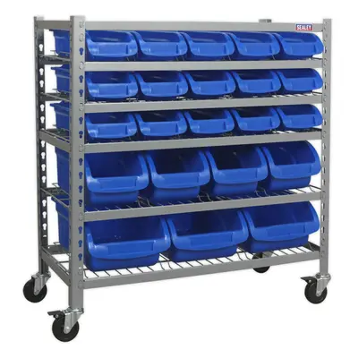 22 Tray / Bin Mobile Parts Picking Trolley - Garage & Warehouse Storage Unit