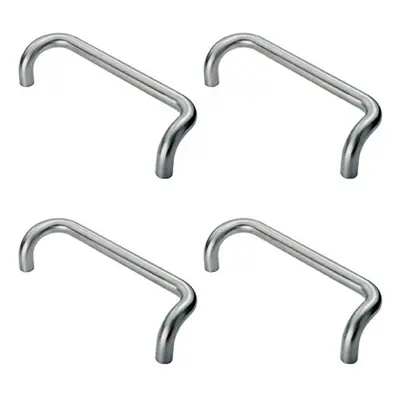 4x Cranked Pull Handle x 25mm 300mm Fixing Centres Satin Stainless Steel