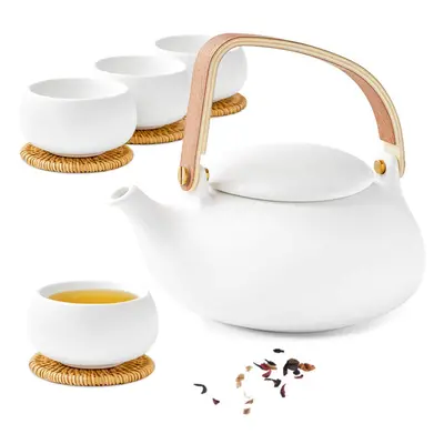 Modern Japanese Tea Set, 800ml Matte Ceramic Japanese Teapot with Infuser for Loose Leaf Tea Ste