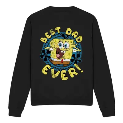 (L, Black) SpongeBob SquarePants Unisex Adult Best Dad Ever Fathers Day Sweatshirt