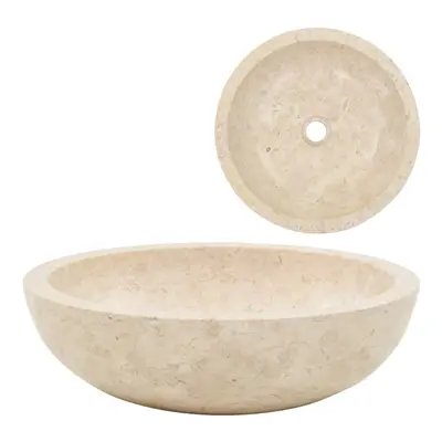 vidaXL Sink 40x12cm Marble Cream Bathroom Natural Stone Wash Bowl Basin Unit