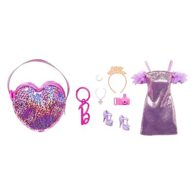 Barbie Clothes Deluxe Clip-On Bag with Birthday Outfit and Five Theme