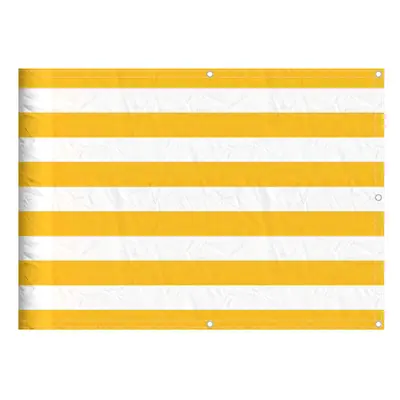 vidaXL Balcony Screen Yellow and White Stripe 75x1000 cm garden screen