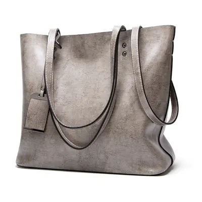 (grey) Elegant Women Leather Handbag Versatile Tote Shoulder And Crossbody Bag