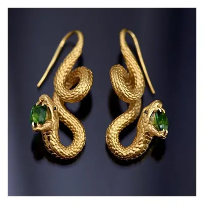 (as the picture) Crystal Snake Stud Earrings ,golden Fashion Earrings For Women Cubic Zirconia S