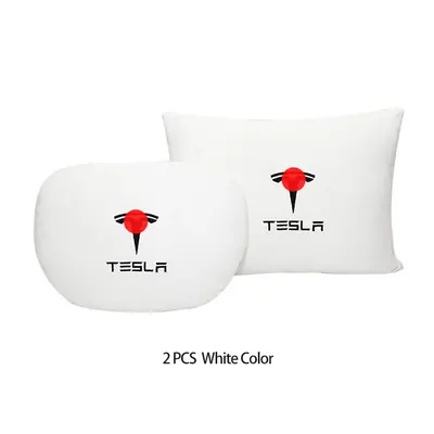 (2 PCS White) Headrest Neck Waist Pillow Backing Block Support Soft Car Interior Accessories