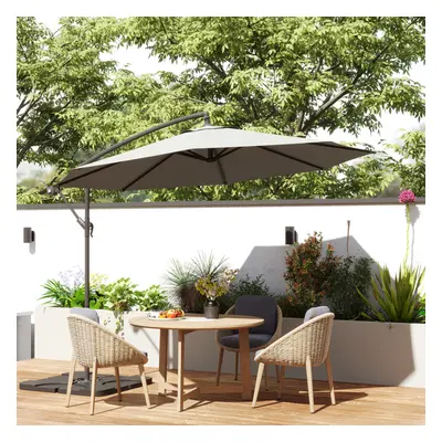 Outsunny 3(m) Banana Parasol Cantilever Umbrella Garden w/ Base Weights