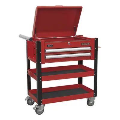 Heavy Duty Tool & Parts Trolley - x x 900mm - Lockable Top - Red