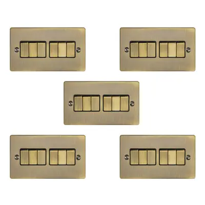 5 PACK Gang Metal Multi Light Switch ANTIQUE BRASS Way 10A Black Trim