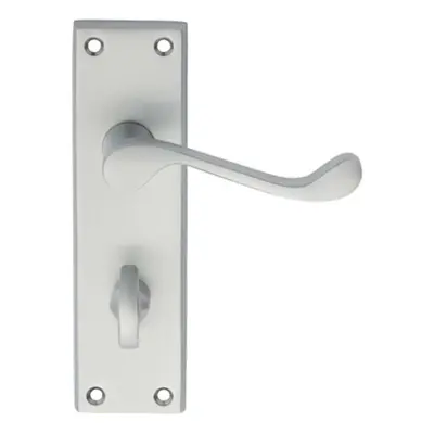 PAIR Victorian Scroll Handle on Bathroom Backplate x 43mm Satin Chrome