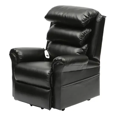 Wall Hugging Rise and Recline Lounge Chair - Wipe Clean PU Leather - Black