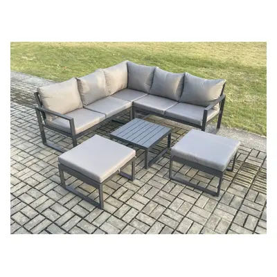 Fimous Outdoor Garden Furniture Set Aluminium Lounge Sofa Square Coffee Table Sets with Big Foot